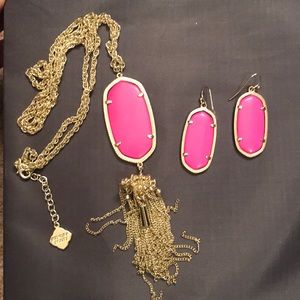 Kendra Scott Reyna necklace earrings bundle pink